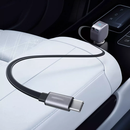 75W Retractable USB‑C Fast Car Charger For In‑Vehicle Power Supply