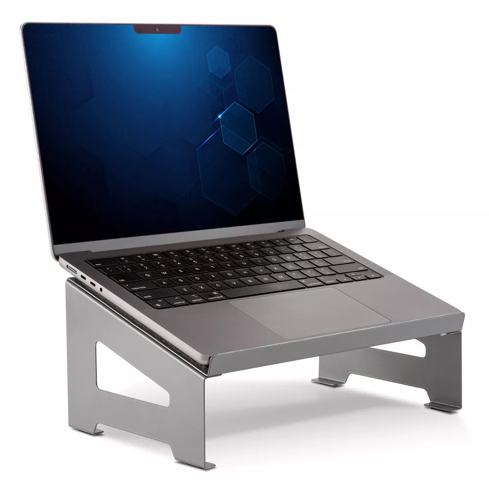 Steel Ergonomic Slanted Laptop Riser With Felt Surface And Under‑Stand Storage