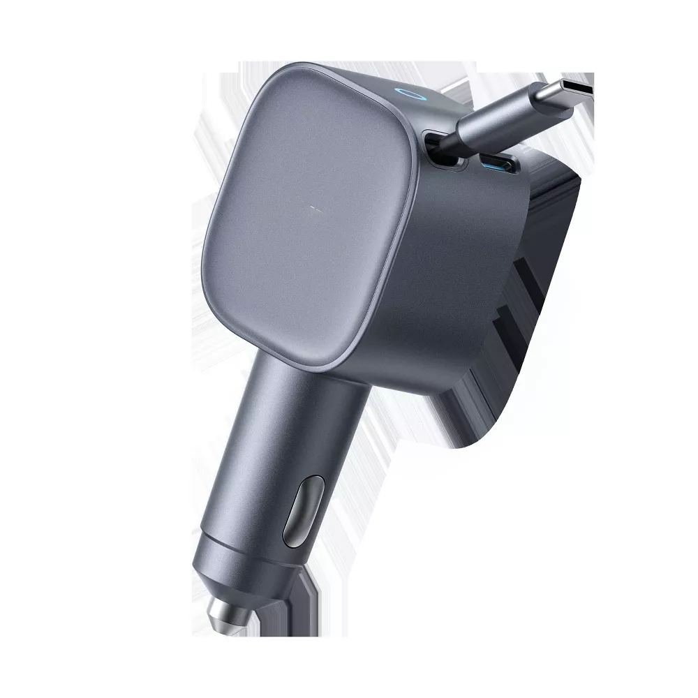 75W Retractable USB‑C Fast Car Charger For In‑Vehicle Power Supply